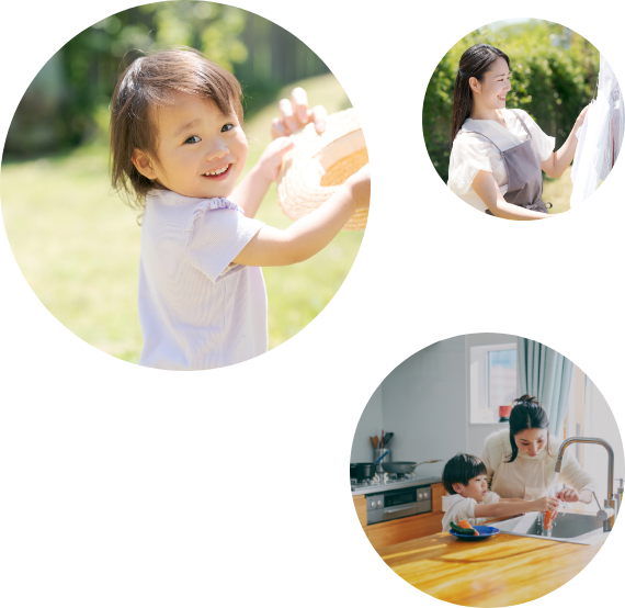 お施主様　家族団欒　写真