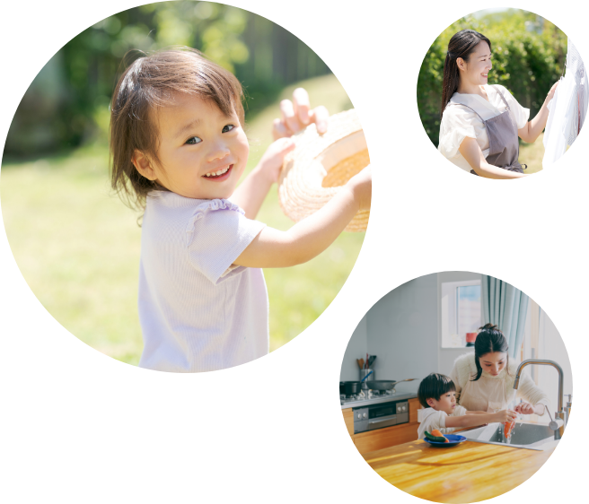 お施主様　家族団欒　写真